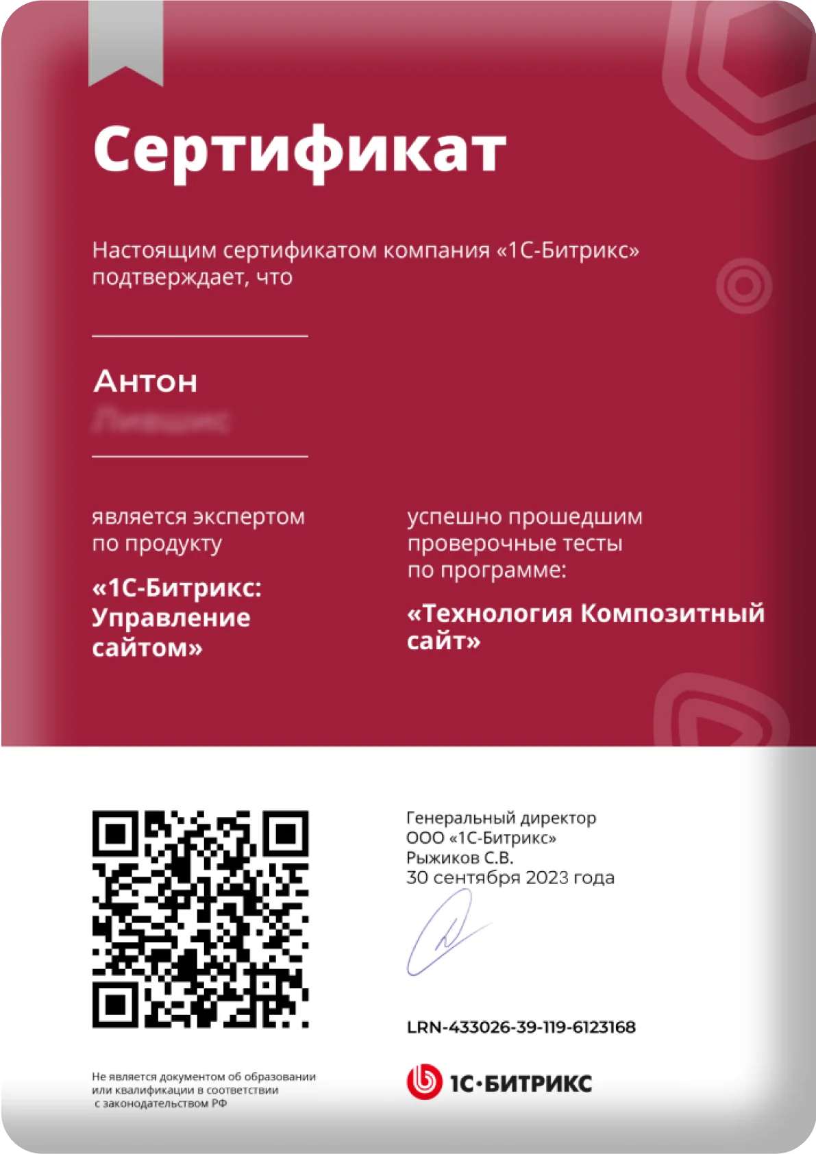 Сертификат компетенций компании
